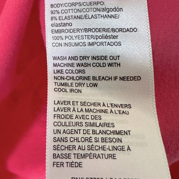 Rafaella L Pink Top w/Embroidered Paisley design. Round neck, flounce elbow. - Picture 6 of 6